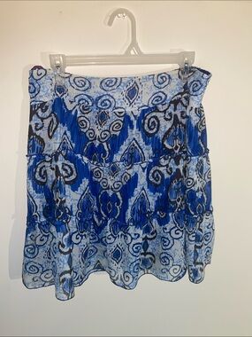 International Concepts Blue Patterned Tiered Women's Skirt Size XL